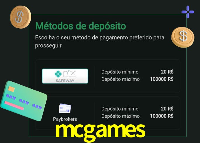 O cassino mcgames oferece uma grande variedade de métodos de pagamento